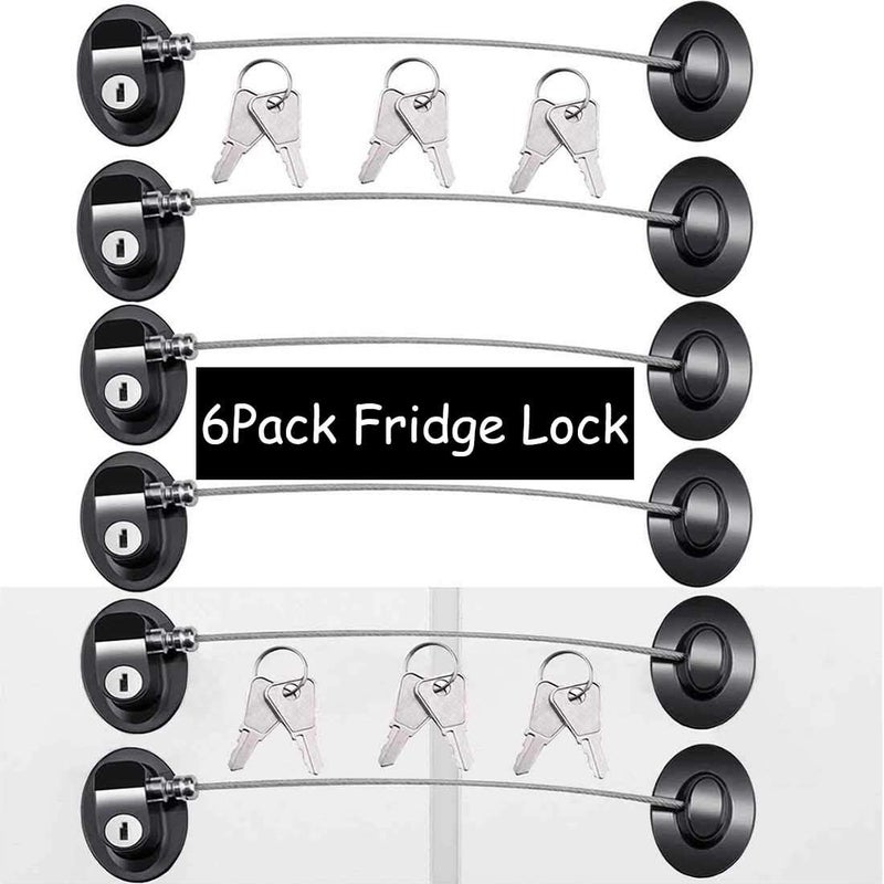 XccMe 6 Pack Refrigerator Locks with 12 Keys,Child Safety Fridge Lock,Refrigerator Lock Combination,Mini Fridge,File Drawer,Toilet Seat Lock with Strong Adhesive (Black) - Image 1